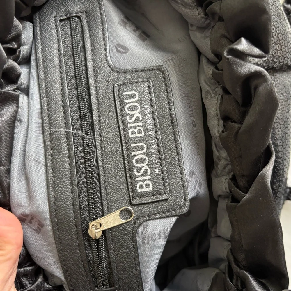 Bisou Bisou by Michele Bohbot black sequin clutch or crossbody bag